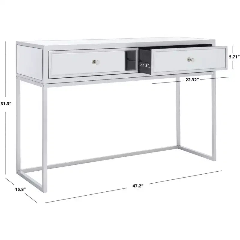 Bureau 2 tiroirs miroir - Argent/Miroir