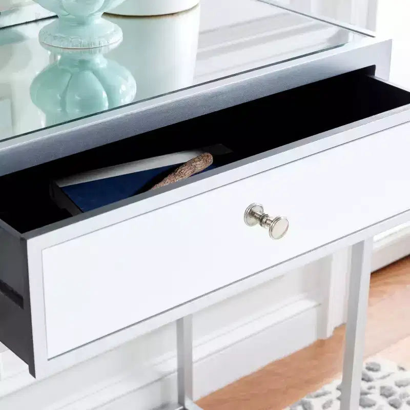 Bureau 2 tiroirs miroir - Argent/Miroir