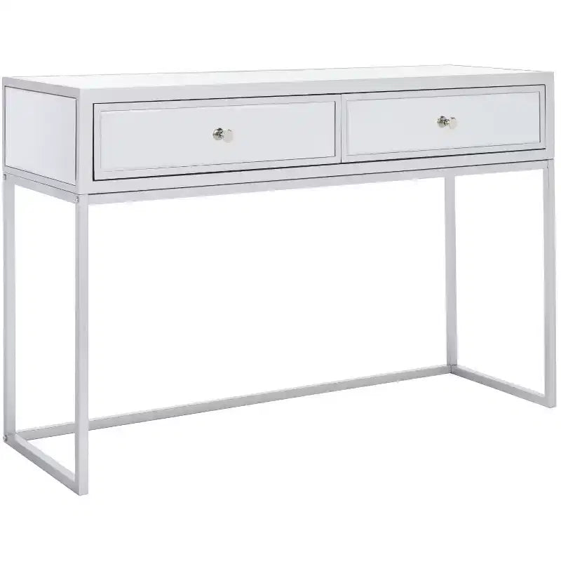 Bureau 2 tiroirs miroir - Argent/Miroir