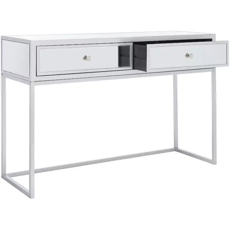 Bureau 2 tiroirs miroir - Argent/Miroir
