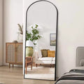 PexFix 64x21 Modern Full-Length Arched Metal Frame Black Mirror Black