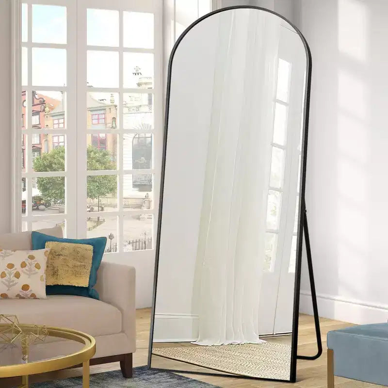 Miroir Noir Arche 64x21 avec Cadre Métallique Moderne