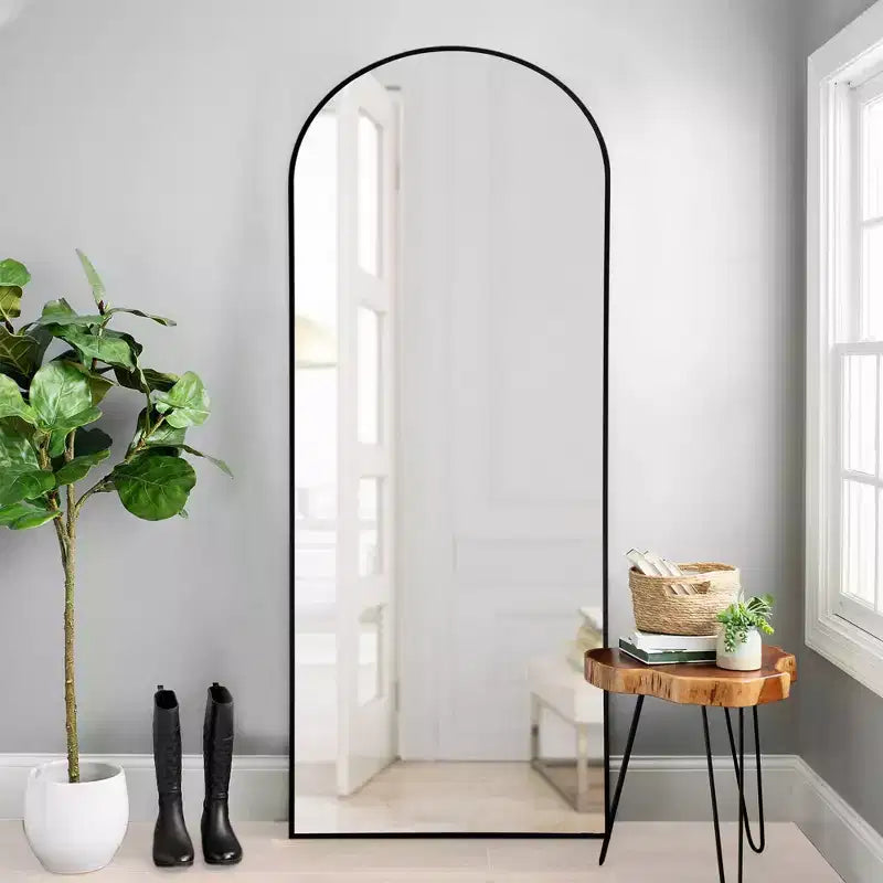 Miroir Noir Arche 64x21 avec Cadre Métallique Moderne