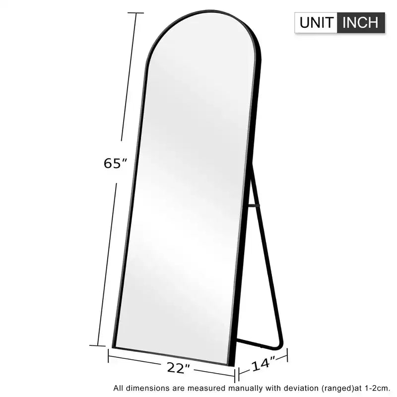 Miroir Noir Arche 64x21 avec Cadre Métallique Moderne