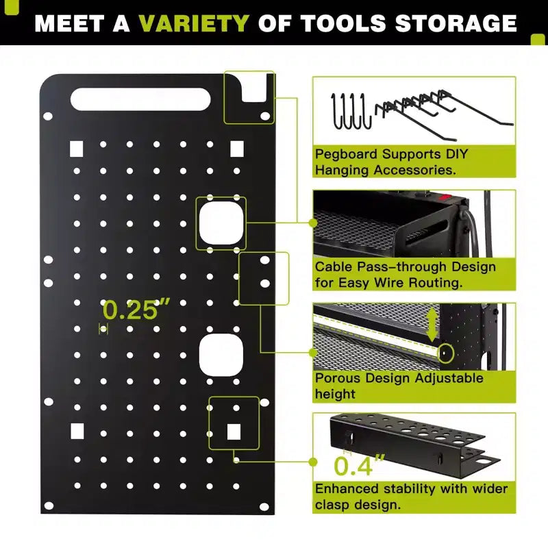 Organisateur d'outils électriques mural 4 niveaux, étagères de rangement utilitaires, 8 supports de perceuse, rouge/noir/jaune