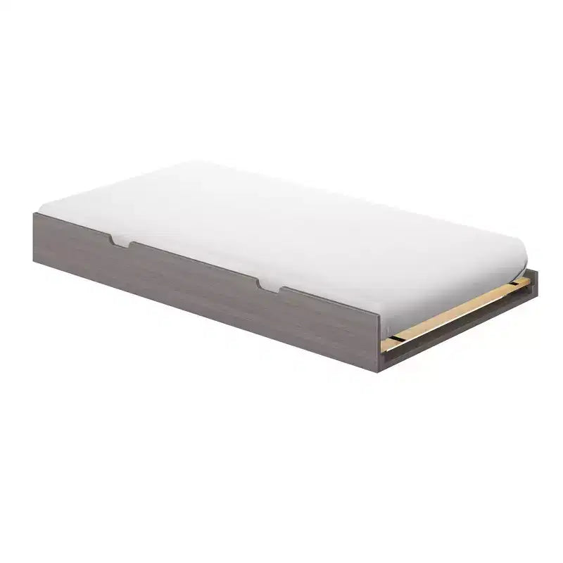 Plank+Beam Twin-Size Trundle Bed with 7 Pcs Slat Roll and Rubber Castors